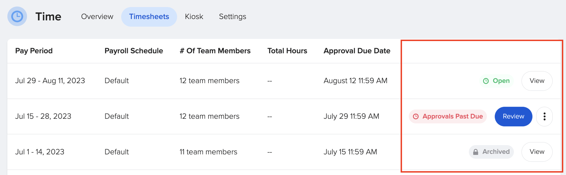 What do the different timesheet statuses mean?